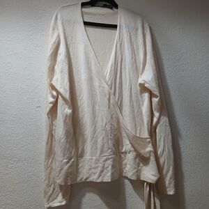 Ralph Lauren size Xl  Cream Wrap Knit Top with Side Tie